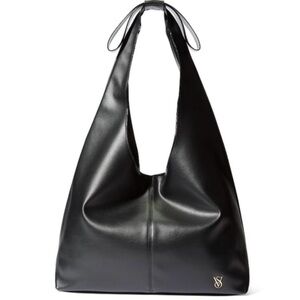 NWT Victoria's Secret Bow Tote Bag Vegan Leather Black